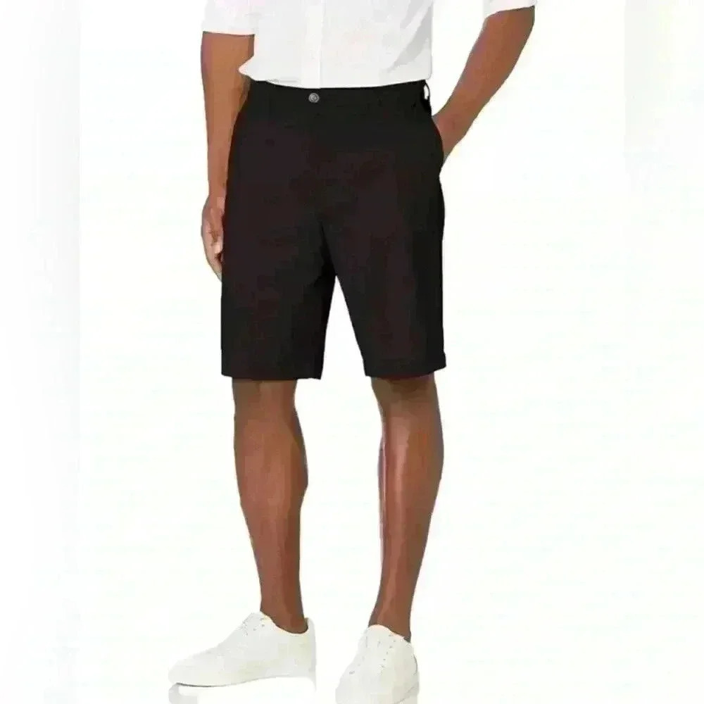 Dockers Men's Backswing Shorts Black Flat Front D4 Relaxed Fit Golf Comfort 38